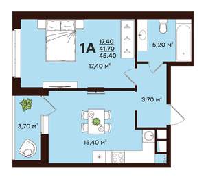 1-к квартира, вторичка, 45м2, 13/17 этаж
