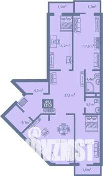 3-к квартира, строящийся дом, 121м2, 3/7 этаж