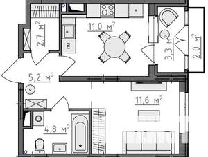 1-к квартира, вторичка, 37м2, 4/9 этаж