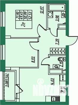 2-к квартира, вторичка, 51м2, 4/8 этаж