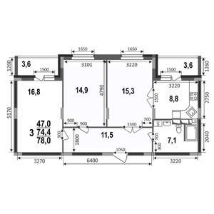 3-к квартира, вторичка, 78м2, 10/17 этаж