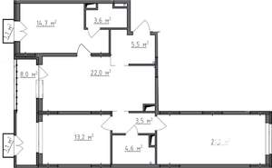 3-к квартира, вторичка, 93м2, 2/9 этаж