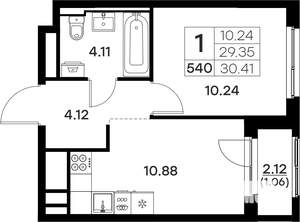 1-к квартира, вторичка, 30м2, 9/17 этаж