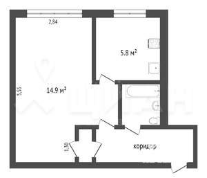 1-к квартира, вторичка, 30м2, 5/5 этаж