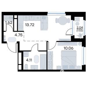 1-к квартира, вторичка, 35м2, 16/17 этаж