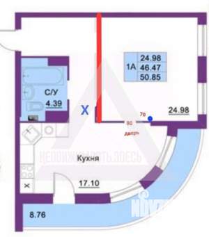 1-к квартира, сданный дом, 50м2, 11/17 этаж