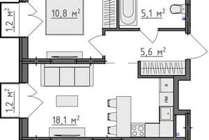 1-к квартира, вторичка, 40м2, 1/9 этаж