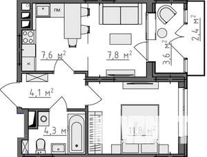 1-к квартира, вторичка, 38м2, 3/9 этаж