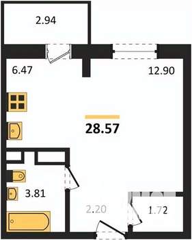 Студия квартира, вторичка, 29м2, 4/8 этаж