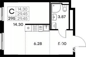 Студия квартира, вторичка, 29м2, 9/17 этаж