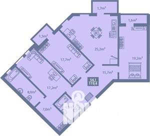 3-к квартира, строящийся дом, 119м2, 6/7 этаж