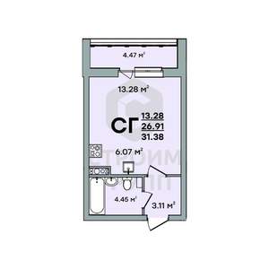 Студия квартира, вторичка, 31м2, 6/8 этаж