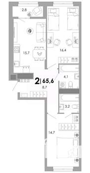 2-к квартира, вторичка, 66м2, 10/17 этаж