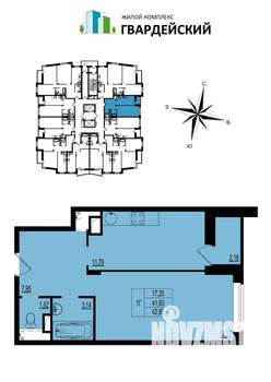 1-к квартира, вторичка, 43м2, 11/17 этаж