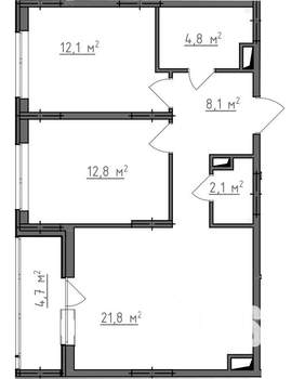 2-к квартира, вторичка, 64м2, 8/9 этаж