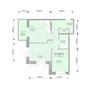 2-к квартира, вторичка, 71м2, 10/17 этаж