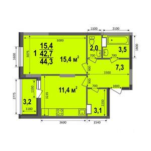 1-к квартира, строящийся дом, 44м2, 7/17 этаж