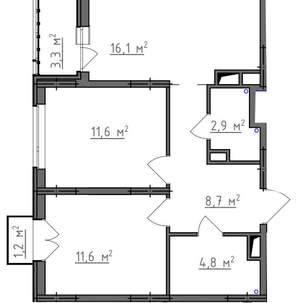 2-к квартира, вторичка, 58м2, 6/9 этаж