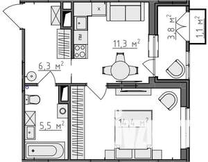 1-к квартира, вторичка, 40м2, 6/9 этаж