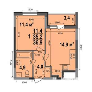 1-к квартира, строящийся дом, 37м2, 1/17 этаж