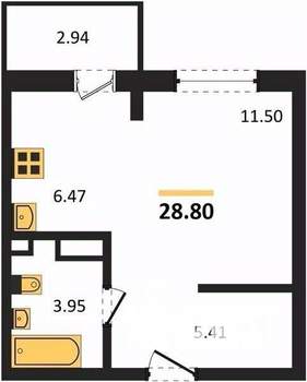 Студия квартира, вторичка, 29м2, 8/8 этаж