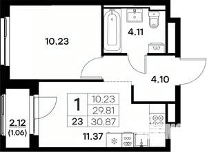 1-к квартира, вторичка, 31м2, 3/17 этаж