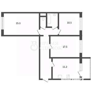 3-к квартира, вторичка, 76м2, 7/9 этаж
