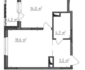 1-к квартира, вторичка, 45м2, 4/9 этаж