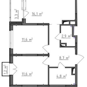 2-к квартира, вторичка, 58м2, 2/9 этаж