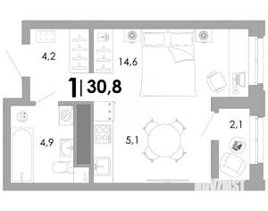 1-к квартира, вторичка, 31м2, 16/17 этаж