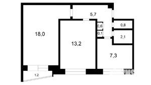 2-к квартира, вторичка, 49м2, 6/9 этаж