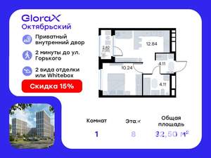 1-к квартира, вторичка, 33м2, 8/17 этаж