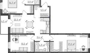 3-к квартира, вторичка, 91м2, 1/9 этаж