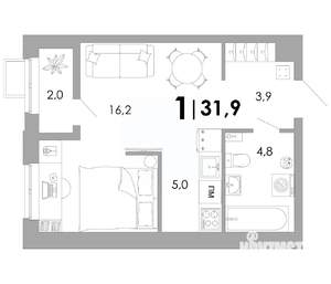 Студия квартира, вторичка, 32м2, 2/16 этаж