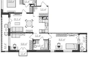 3-к квартира, вторичка, 89м2, 8/9 этаж