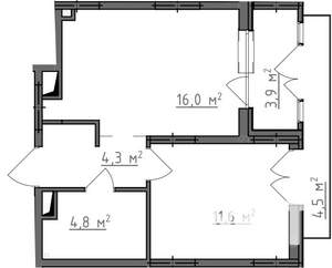 1-к квартира, вторичка, 40м2, 2/9 этаж