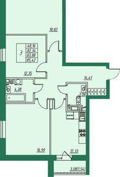 3-к квартира, вторичка, 84м2, 3/8 этаж