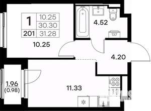 1-к квартира, вторичка, 31м2, 2/17 этаж