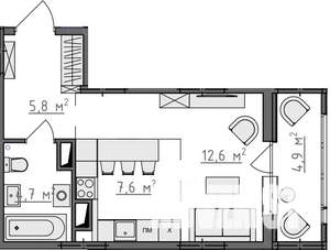 Студия квартира, вторичка, 33м2, 6/9 этаж
