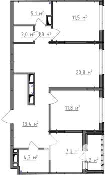 3-к квартира, вторичка, 80м2, 7/9 этаж