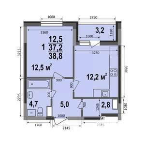 1-к квартира, строящийся дом, 39м2, 17/17 этаж