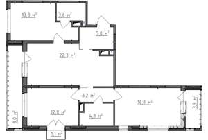 3-к квартира, вторичка, 89м2, 8/9 этаж
