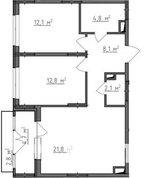 2-к квартира, вторичка, 65м2, 2/9 этаж