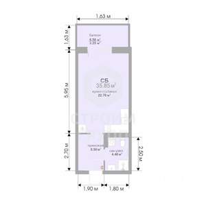 Студия квартира, вторичка, 36м2, 7/17 этаж