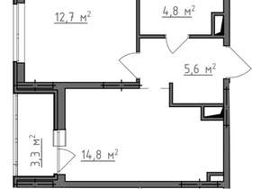1-к квартира, вторичка, 40м2, 6/9 этаж