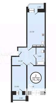 2-к квартира, вторичка, 77м2, 11/17 этаж