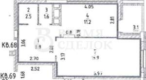 1-к квартира, вторичка, 43м2, 8/18 этаж