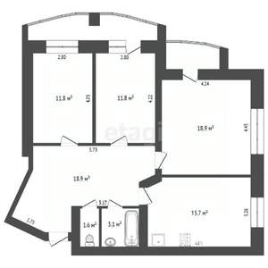 3-к квартира, вторичка, 82м2, 3/6 этаж