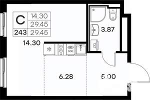 Студия квартира, вторичка, 29м2, 5/17 этаж