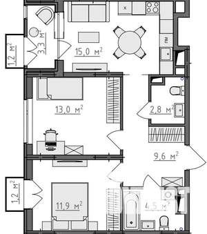 2-к квартира, вторичка, 59м2, 5/9 этаж